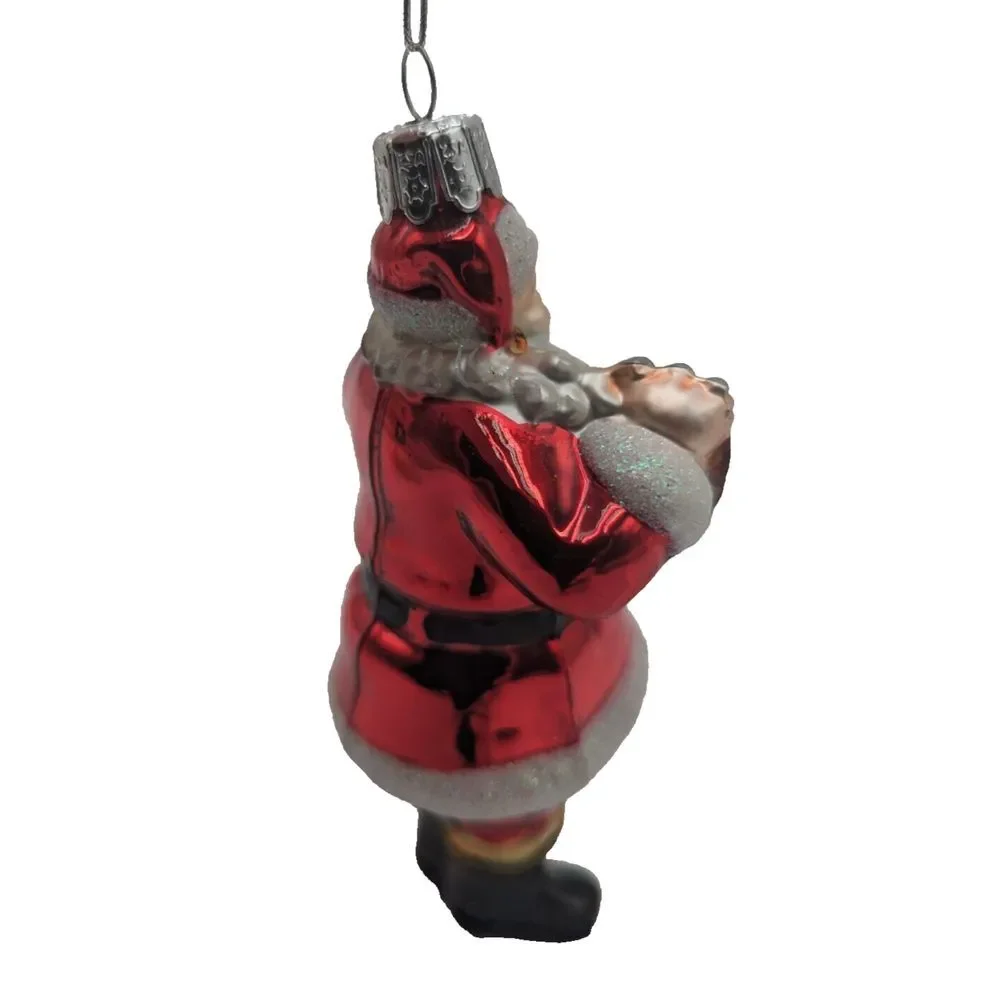 Coca-Cola‎ Kurt Adler Glass Santa Holding 6-Packs Holiday Christmas Ornament